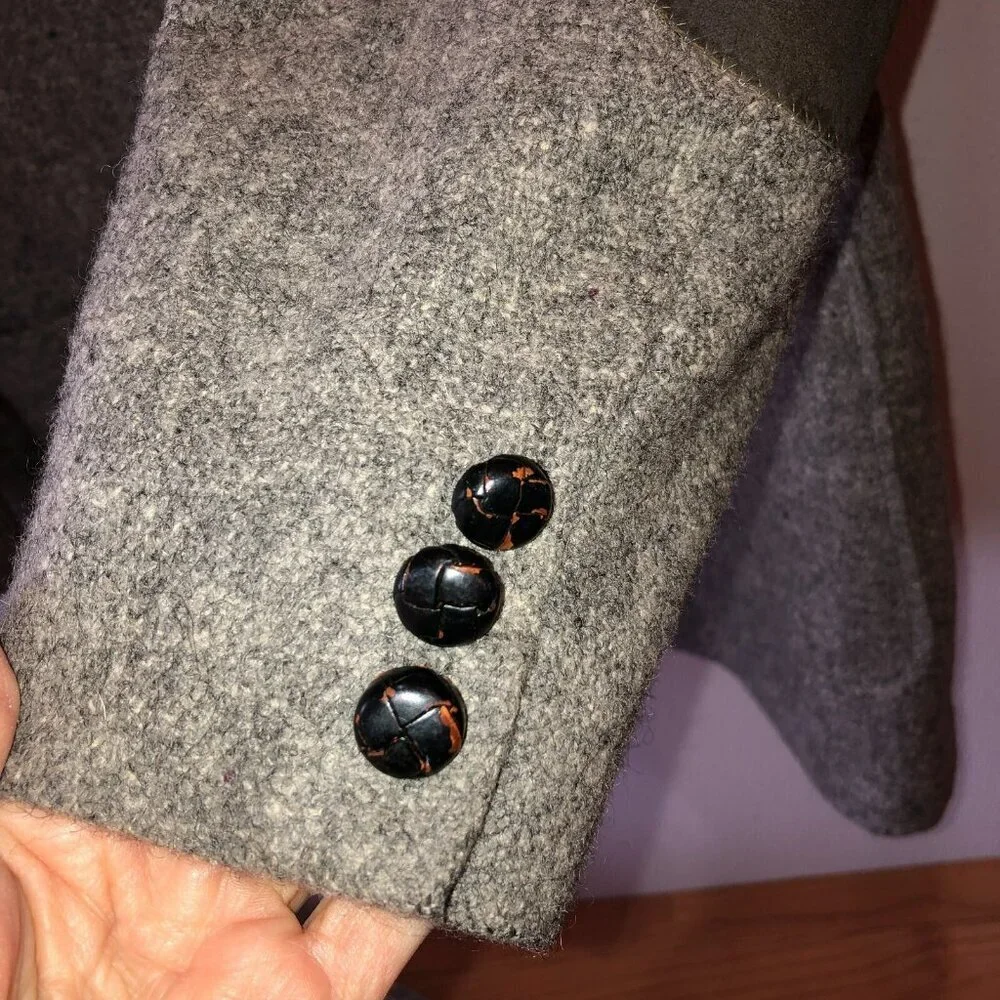 VTG 43 R Gray Wool Blend Tweed ELBOW PATCHES Suit Jacket Coat 43R Academia